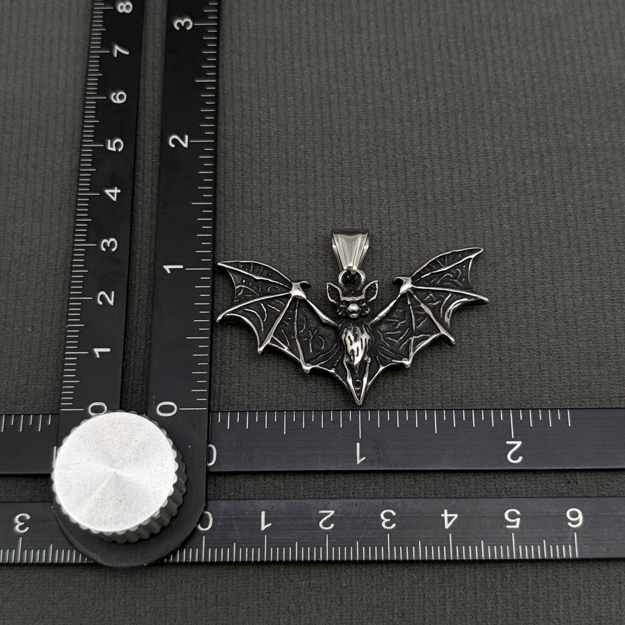 Bat Charm Stainless Steel Necklace - Spiral Circle
