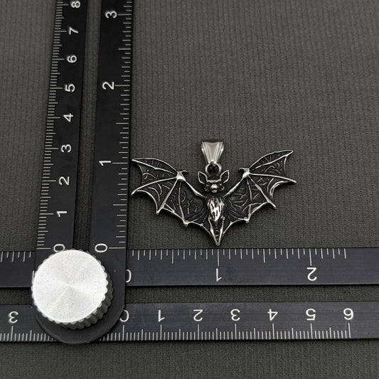 Bat Charm Stainless Steel Necklace - Spiral Circle