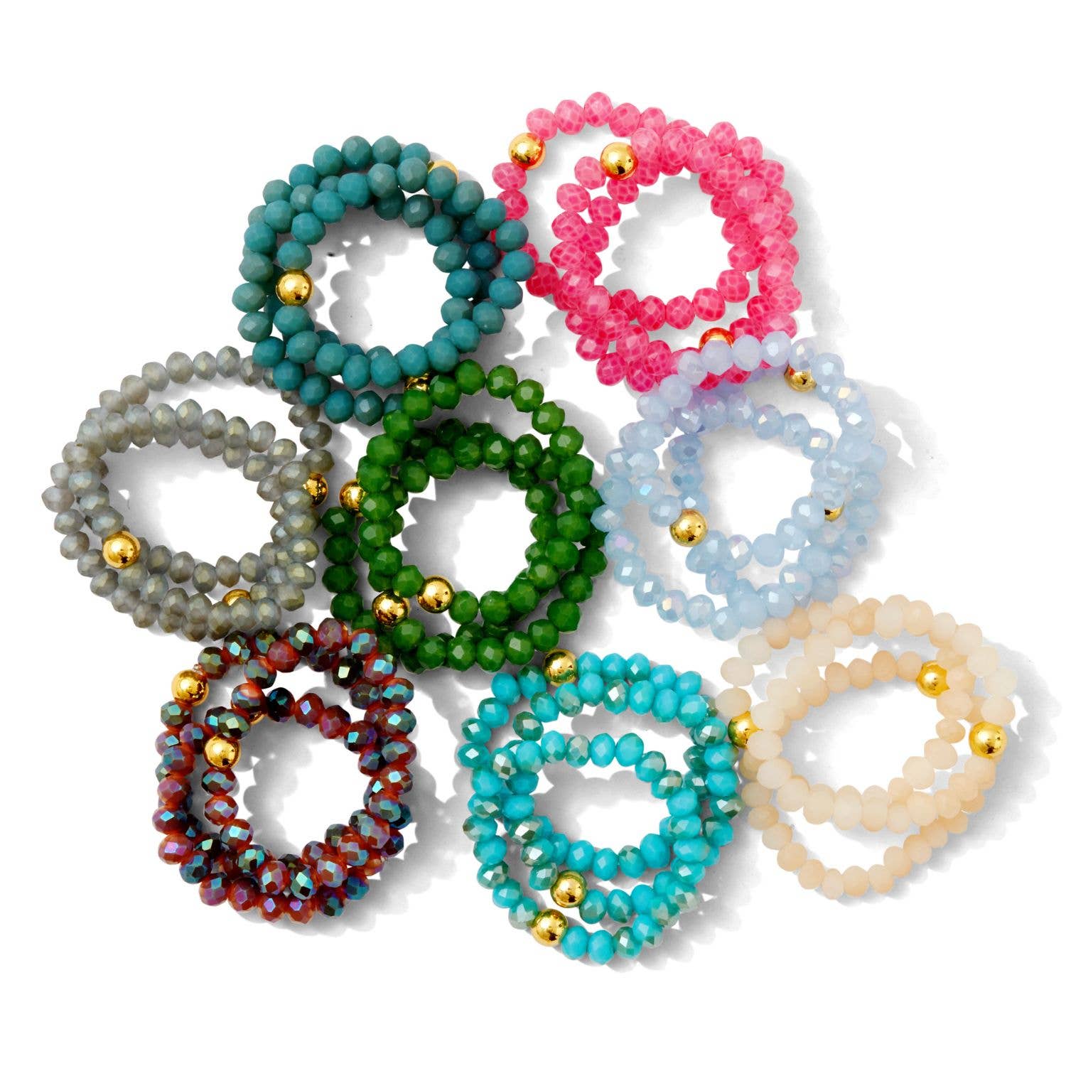 Beaded Gemstone Rings | Stretch - Spiral Circle
