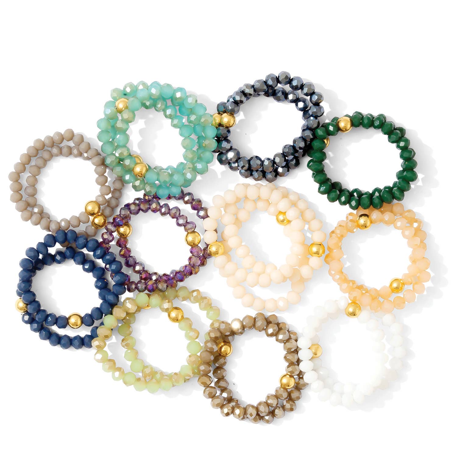 Beaded Gemstone Rings | Stretch - Spiral Circle