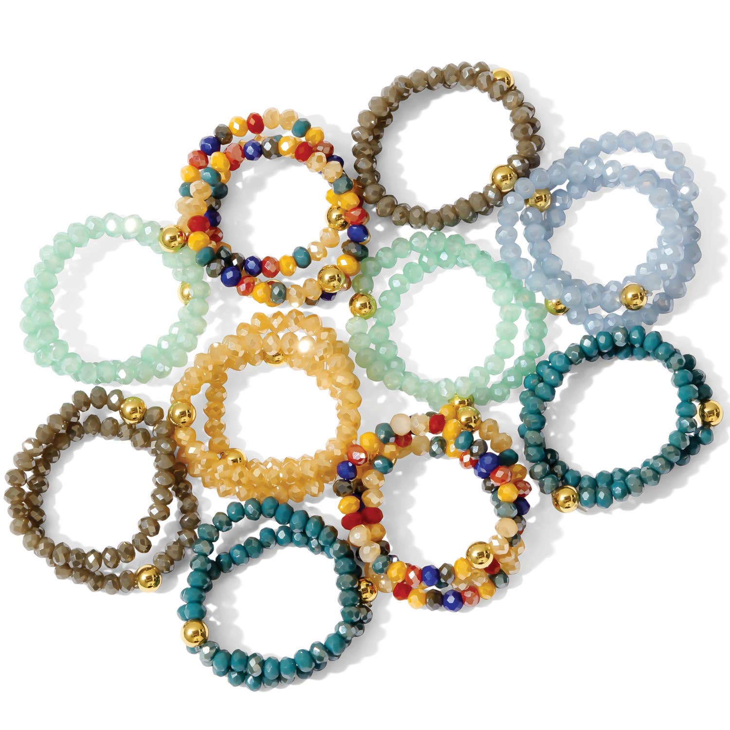 Beaded Gemstone Rings | Stretch - Spiral Circle