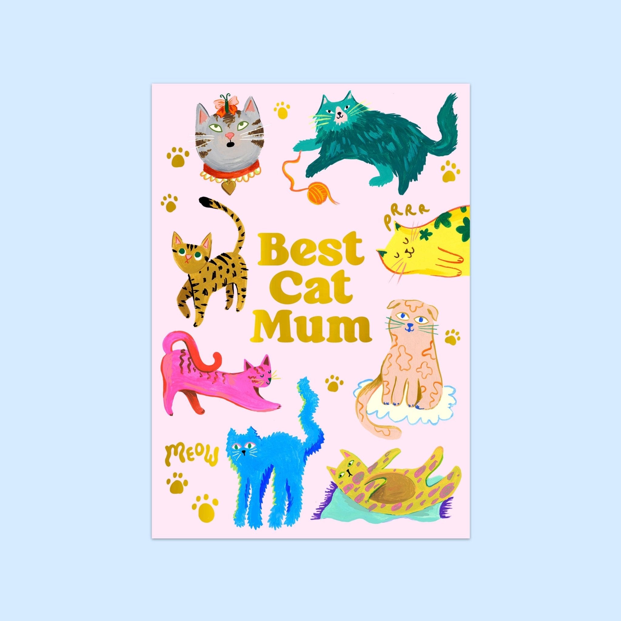 Best Cat Mum Card - Spiral Circle