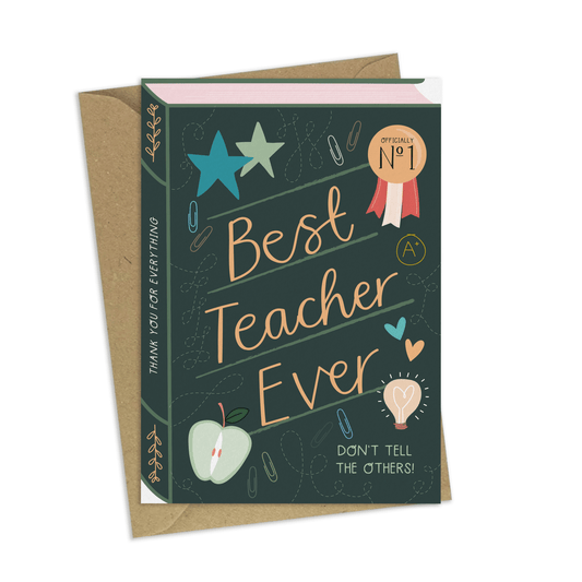 Best Teacher Ever – Luxury Book Greeting Card - Spiral Circle
