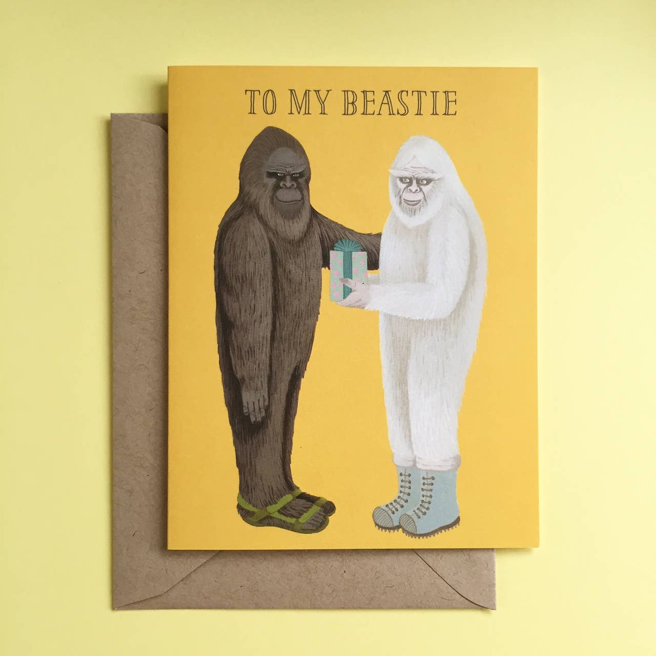 Bigfoot & Yeti Best Friends Birthday Card - Spiral Circle