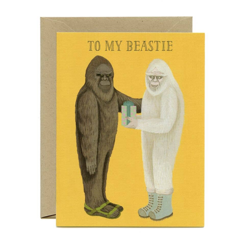 Bigfoot & Yeti Best Friends Birthday Card - Spiral Circle
