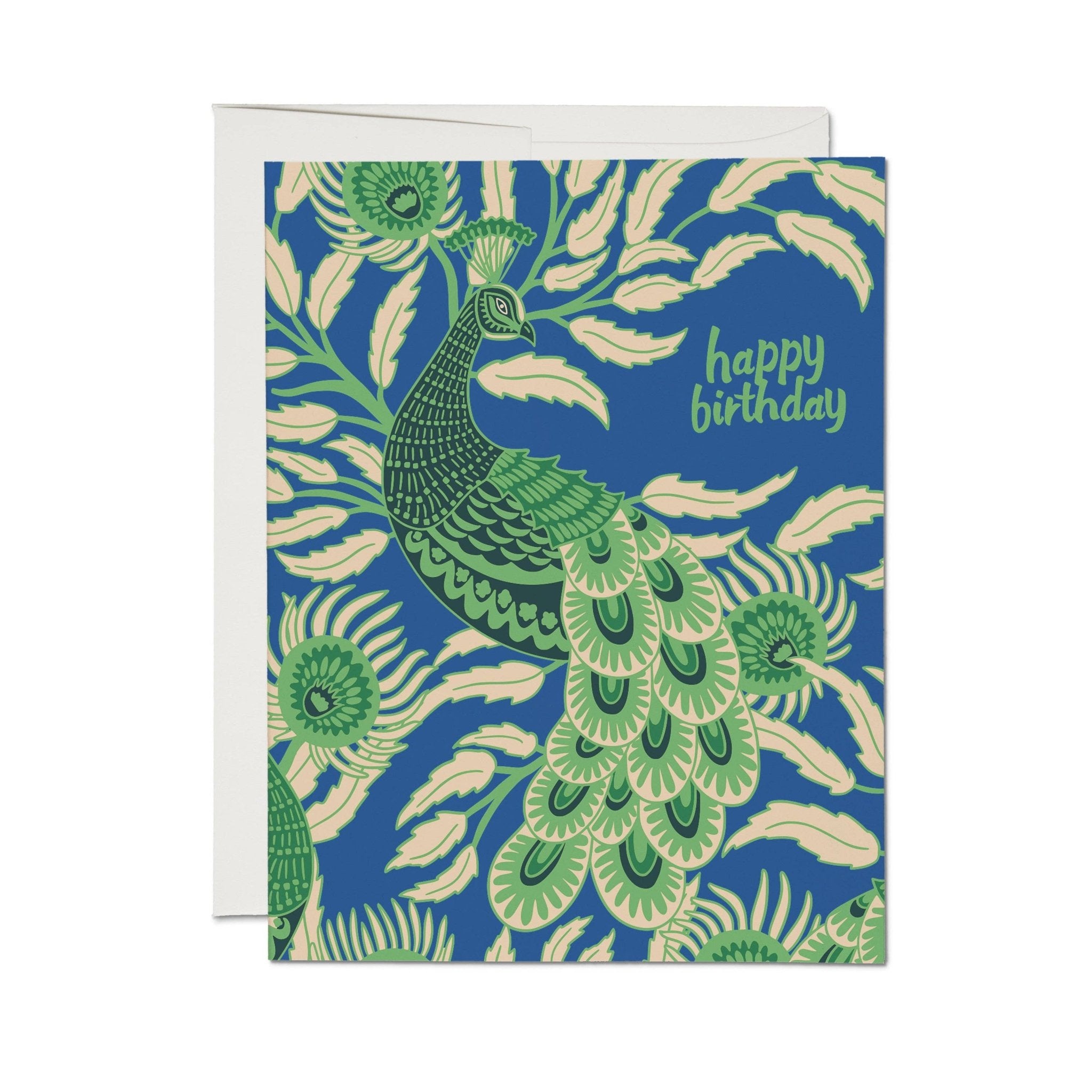 Birthday Peacock greeting card - Spiral Circle