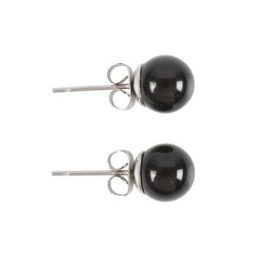 Black Agate Semi Precious Crystal Earrings - Spiral Circle