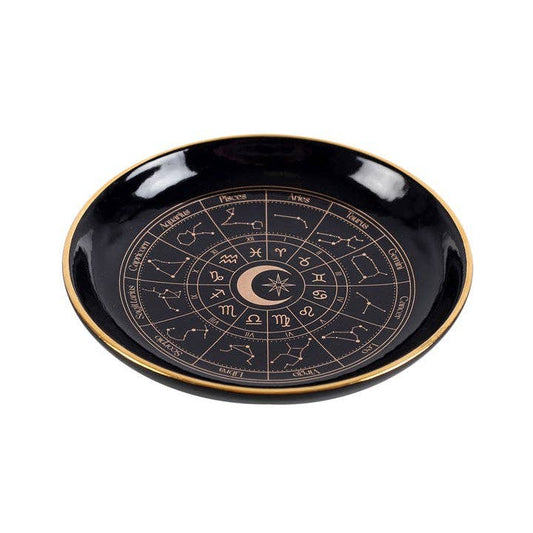 Black Astrology Wheel Trinket Dish - Spiral Circle