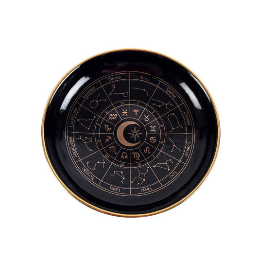 Black Astrology Wheel Trinket Dish - Spiral Circle