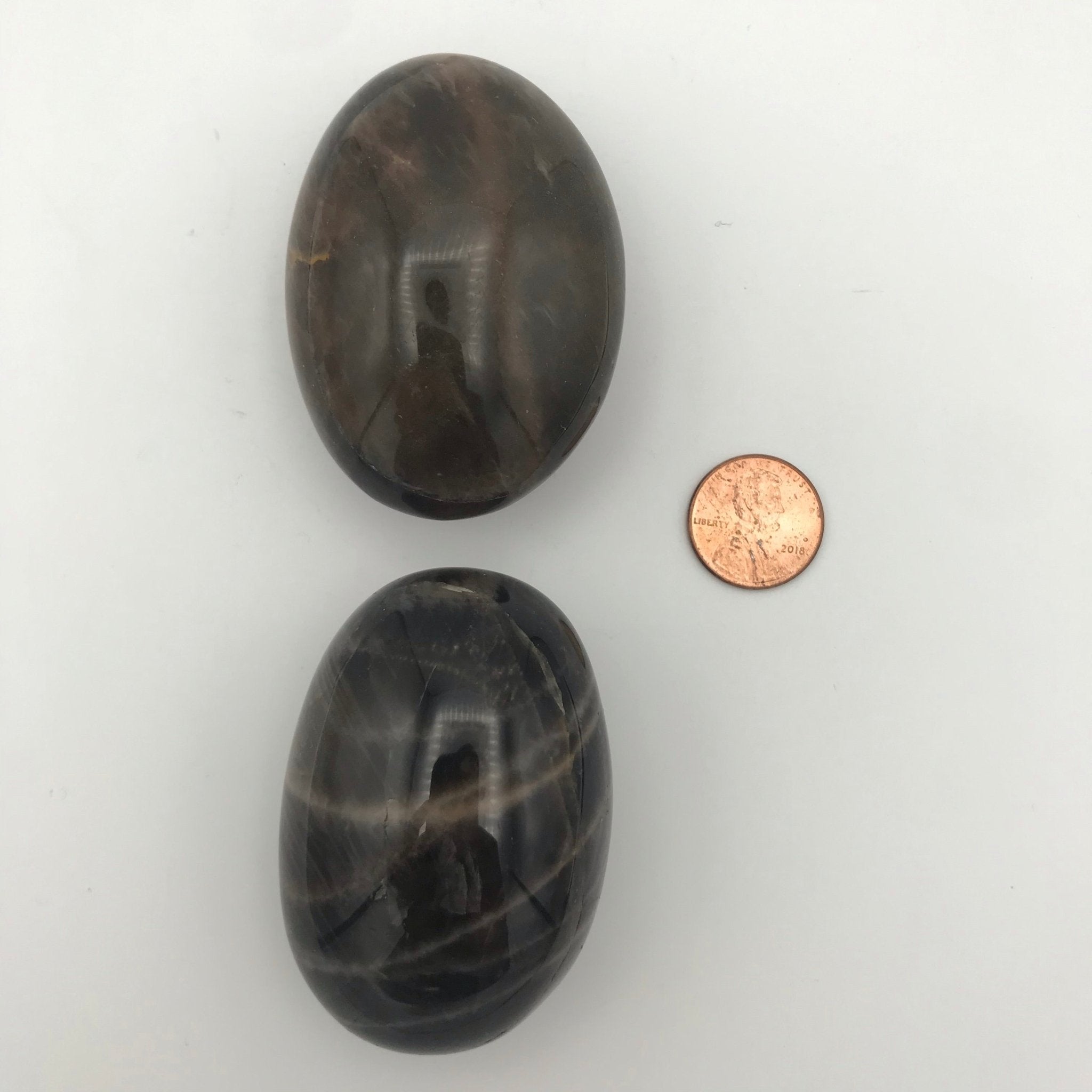 Black Moonstone Palm Stones - Spiral Circle