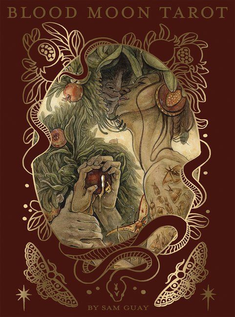 Blood Moon Tarot: Deluxe 78 - Card Tarot Deck with Ethereal Watercolor Art, Linen Finish, Burgundy Edges, and Hardcover Book - Gold Foil - Accented Set - Spiral Circle