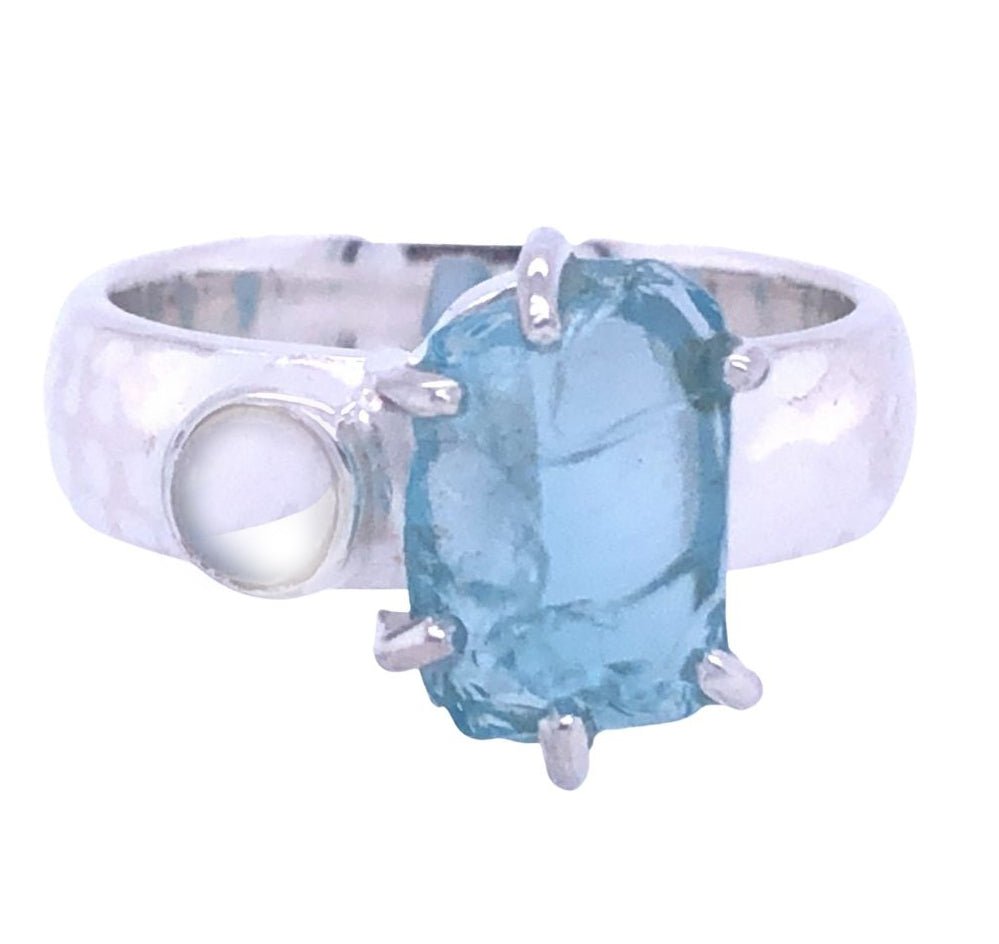 Blue Apatite & Moonstone Grace Ring | Sterling Silver - Spiral Circle