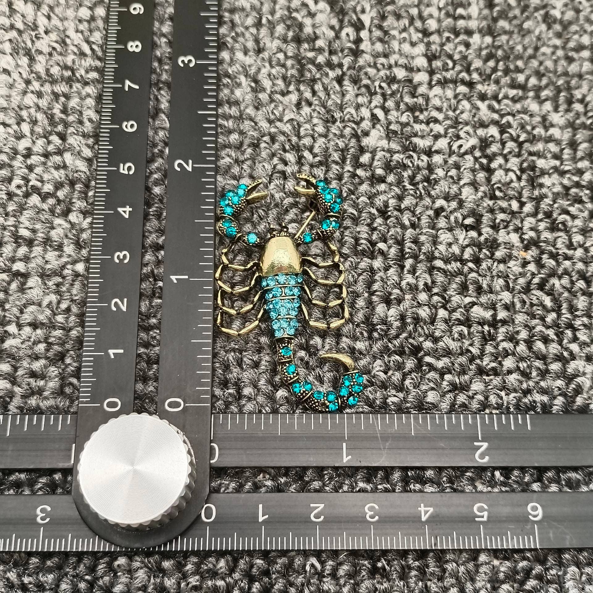 Blue Cubic Zirconia Scorpion Brooch - Spiral Circle