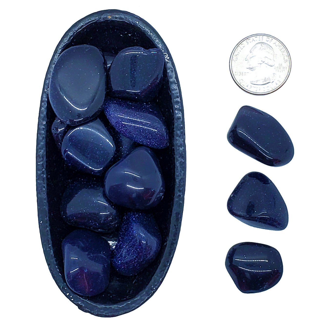 Blue Goldstone | Tumbled - Spiral Circle