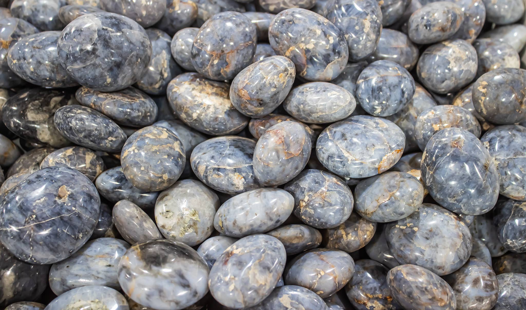 Blue Opal | Palm Stone - Spiral Circle