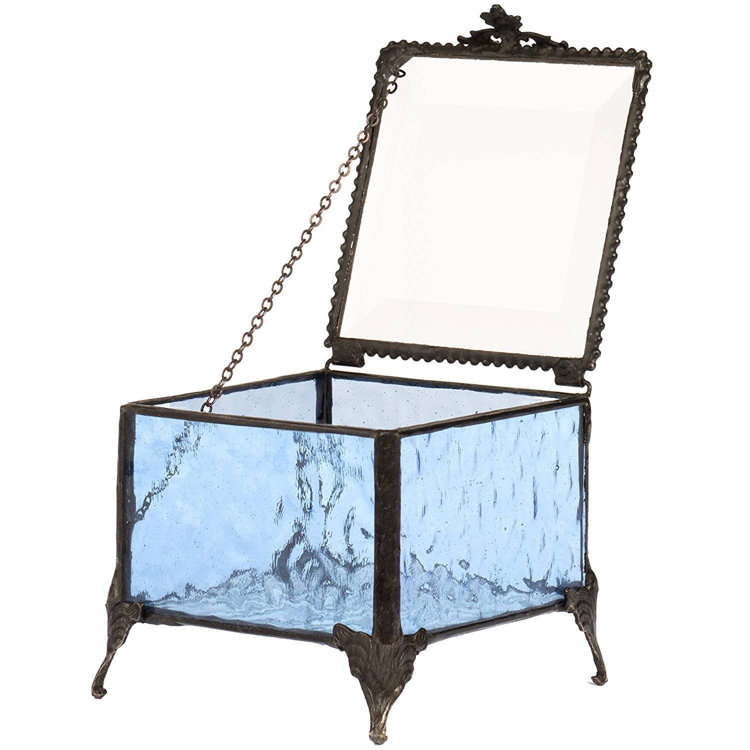 Blue Stained Glass Decorative Keepsake Box J Devlin Box 837 - Spiral Circle