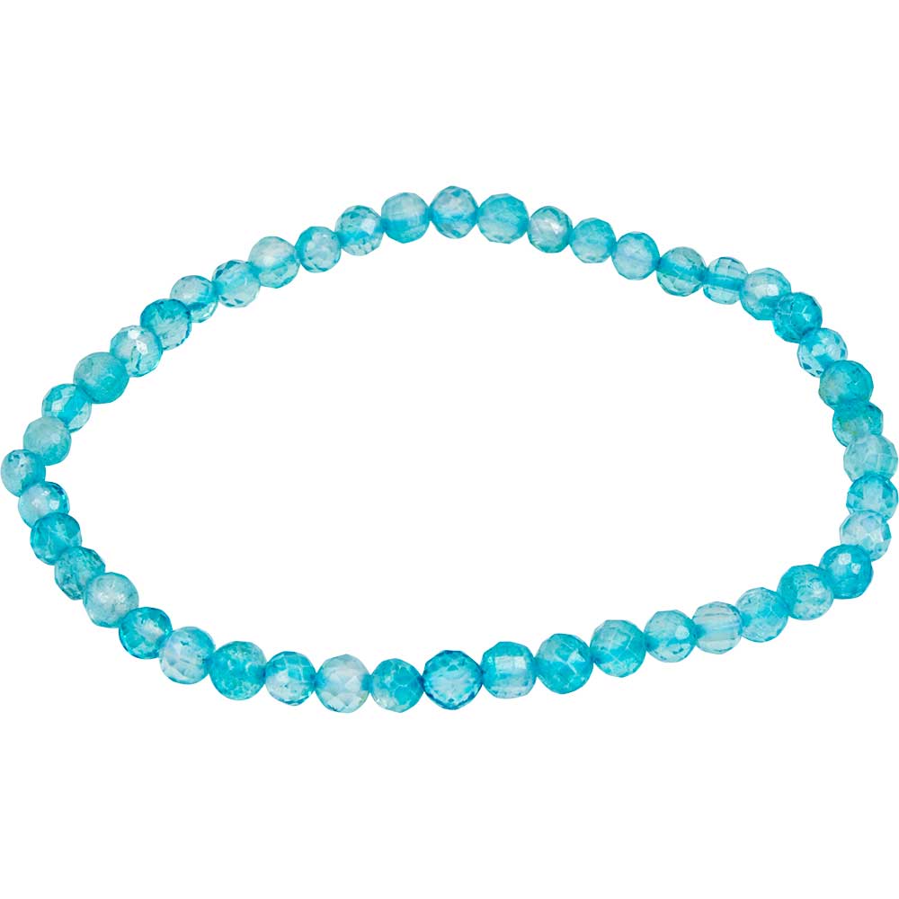 Blue Topaz Elastic Bracelet | 4mm Faceted Beads - Spiral Circle