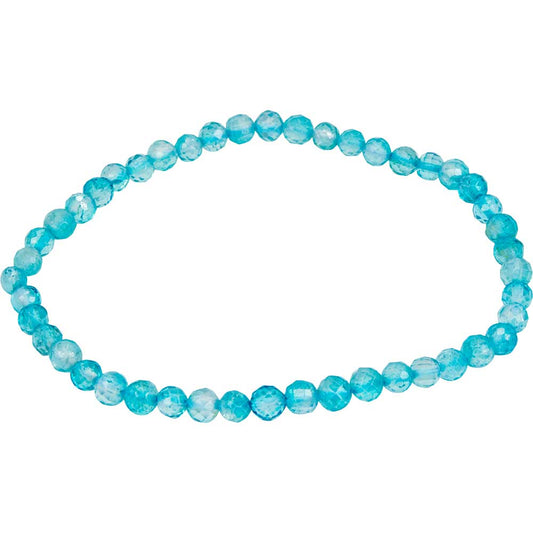 Blue Topaz Elastic Bracelet | 4mm Faceted Beads - Spiral Circle