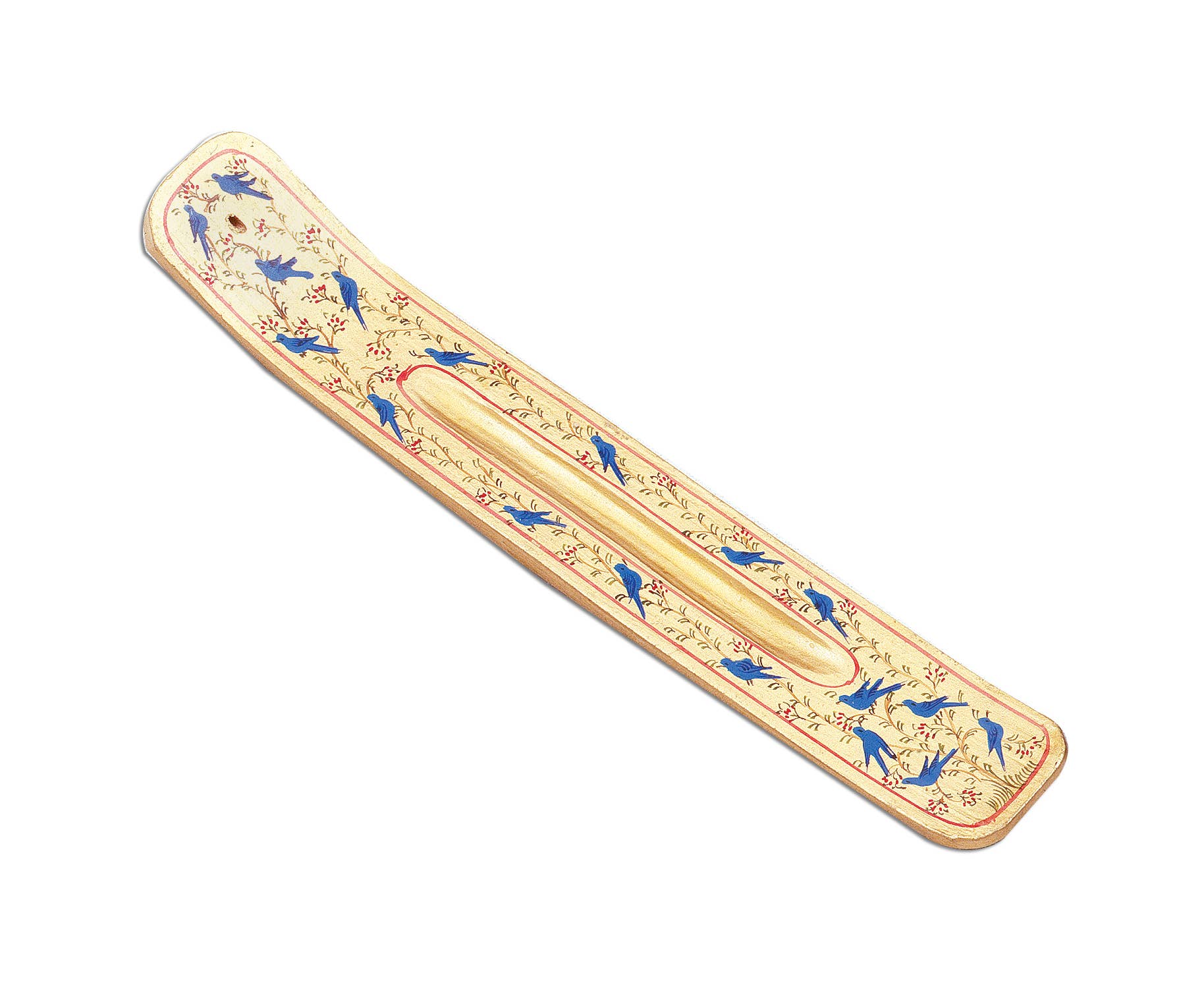 Bluebirds of Paradise Handpainted Incense Holder - Spiral Circle