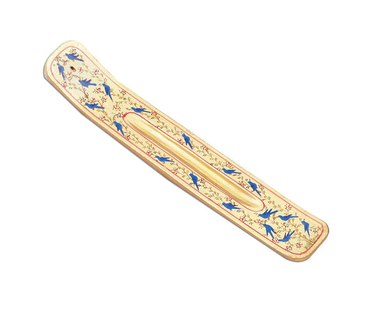 Bluebirds of Paradise Handpainted Incense Holder - Spiral Circle