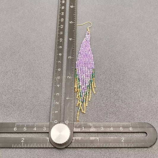 Bohemian Seed Beads Fringed Earrings - BJ/SB - Spiral Circle