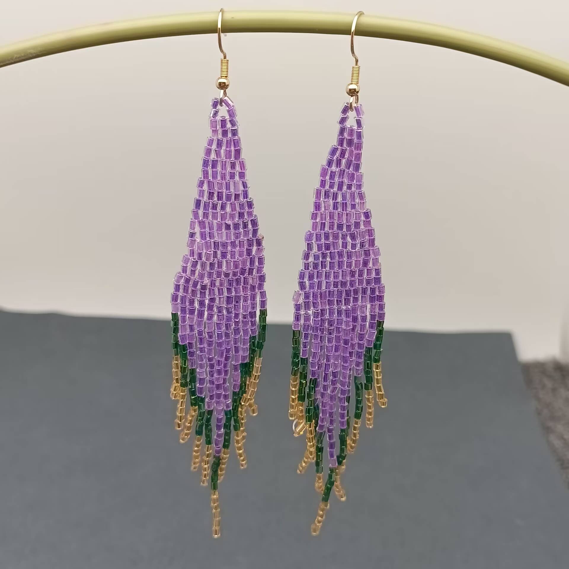 Bohemian Seed Beads Fringed Earrings - BJ/SB - Spiral Circle