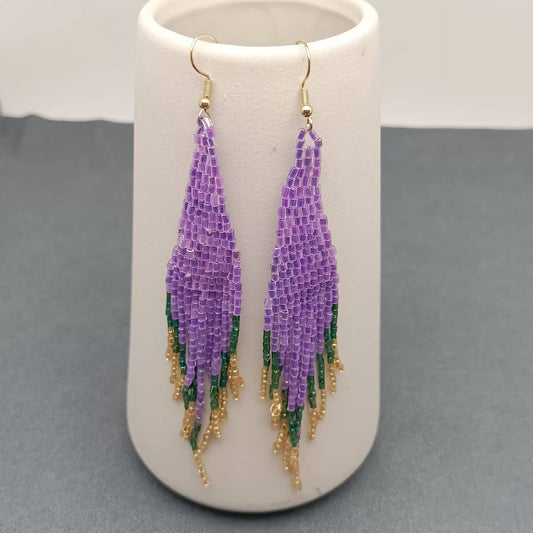 Bohemian Seed Beads Fringed Earrings - BJ/SB - Spiral Circle