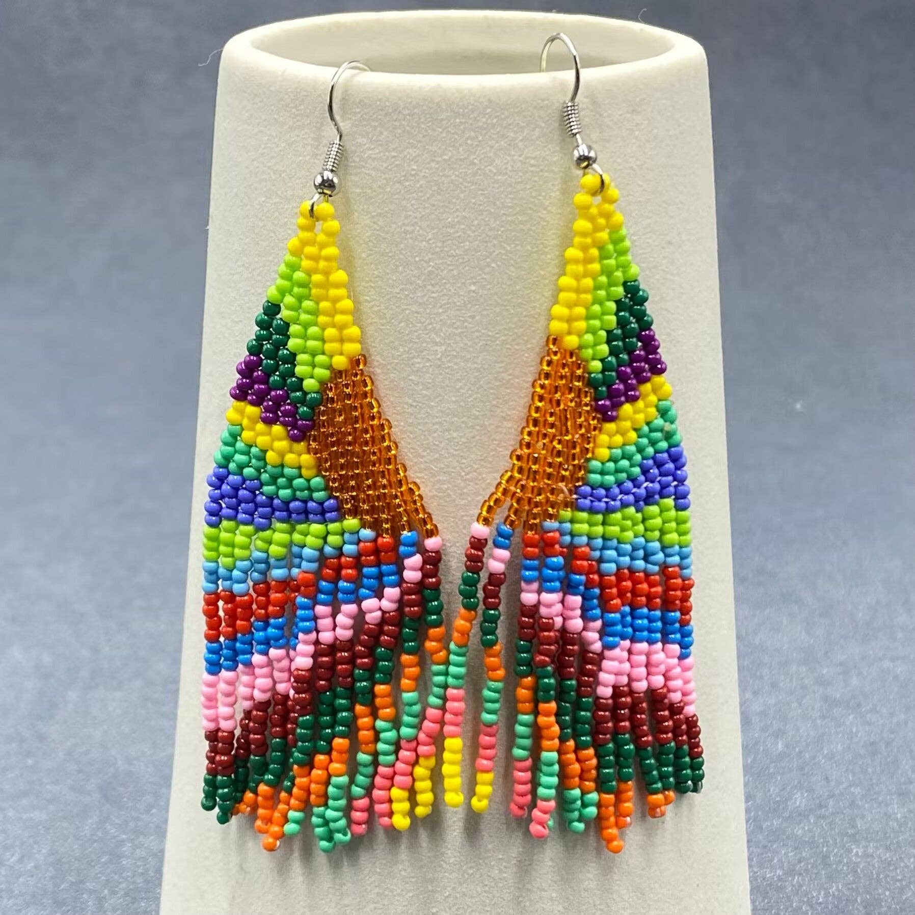 Bohemian Sunrise Seed Beaded Earrings - Spiral Circle