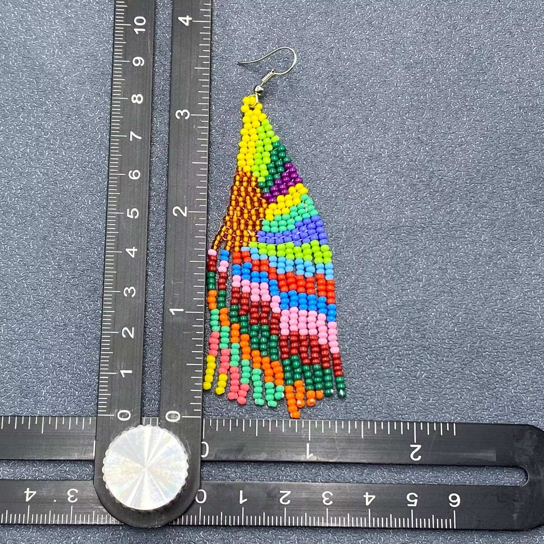 Bohemian Sunrise Seed Beaded Earrings - Spiral Circle