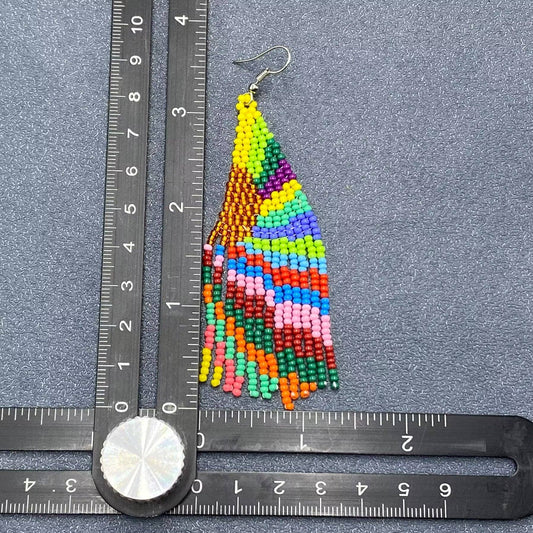 Bohemian Sunrise Seed Beaded Earrings - Spiral Circle