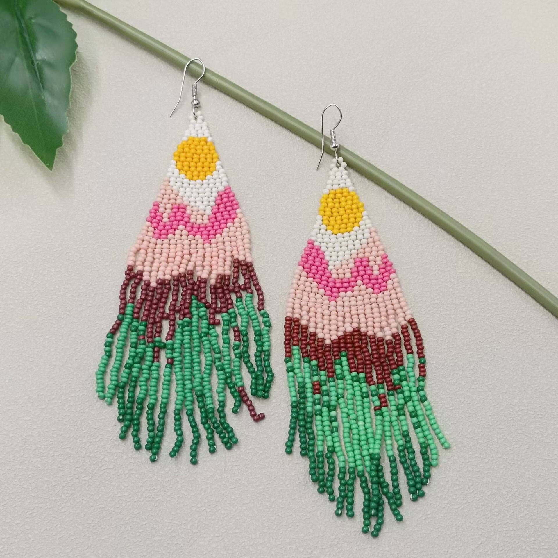 Bohemian Sunset Beaded Earrings - Spiral Circle