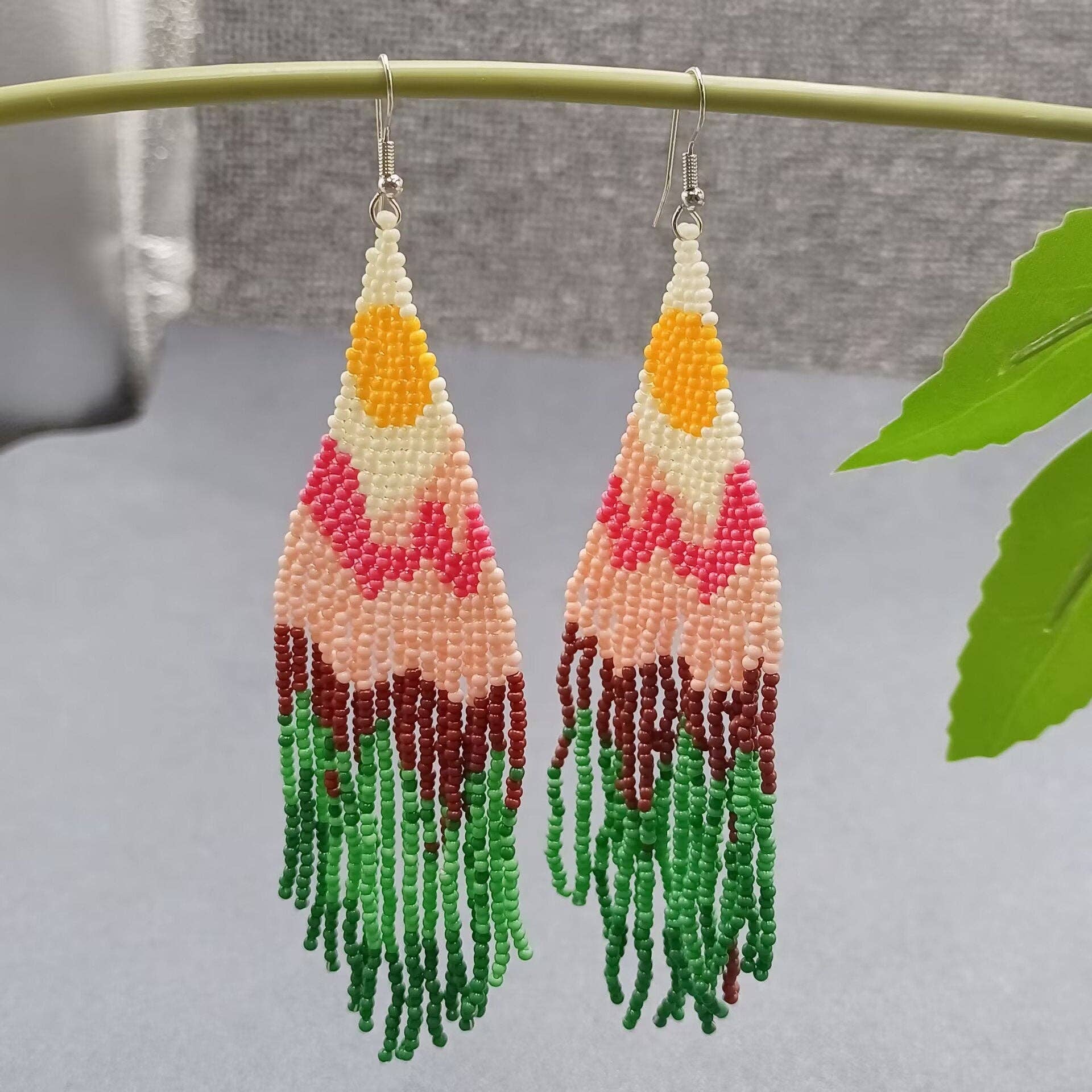 Bohemian Sunset Beaded Earrings - Spiral Circle