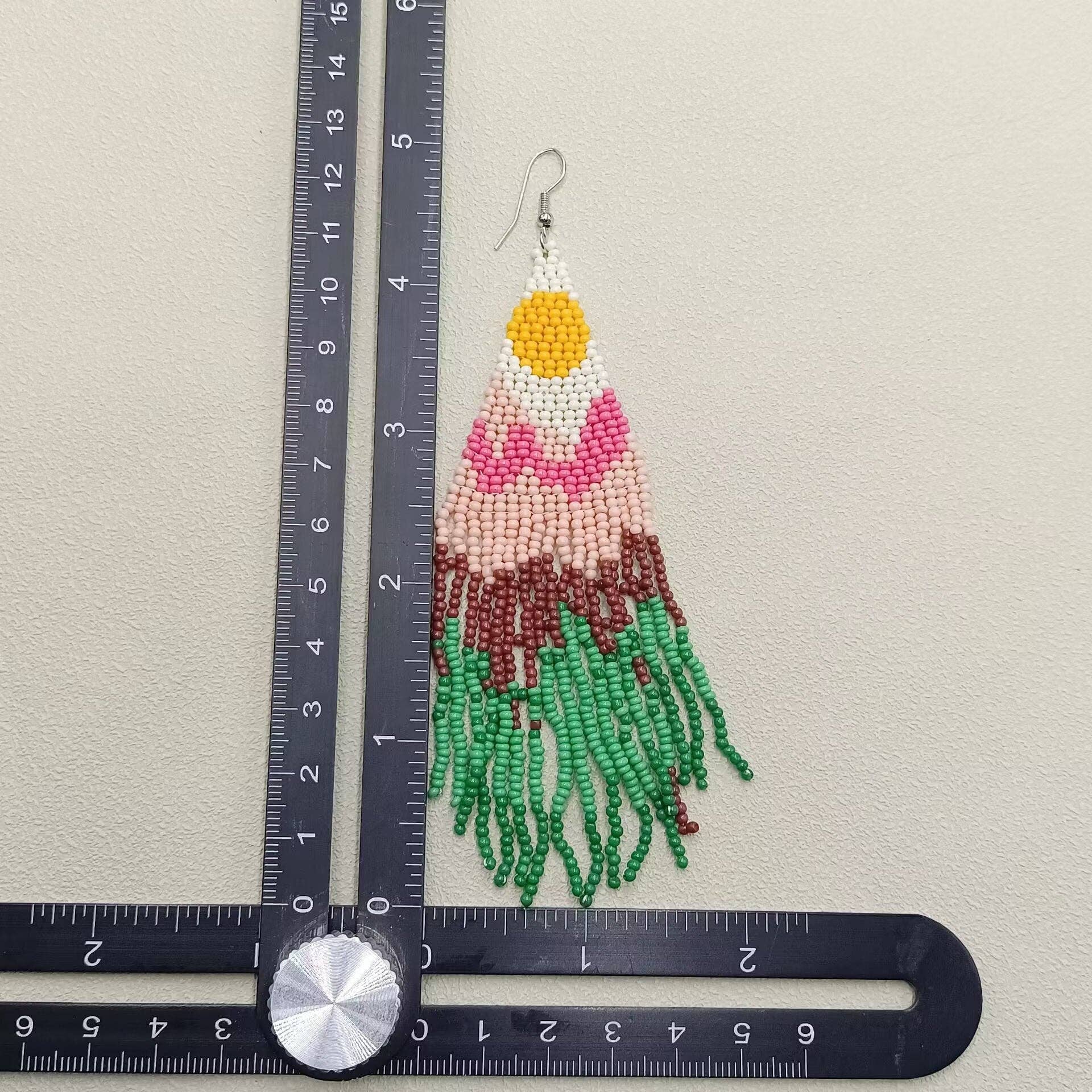 Bohemian Sunset Beaded Earrings - Spiral Circle