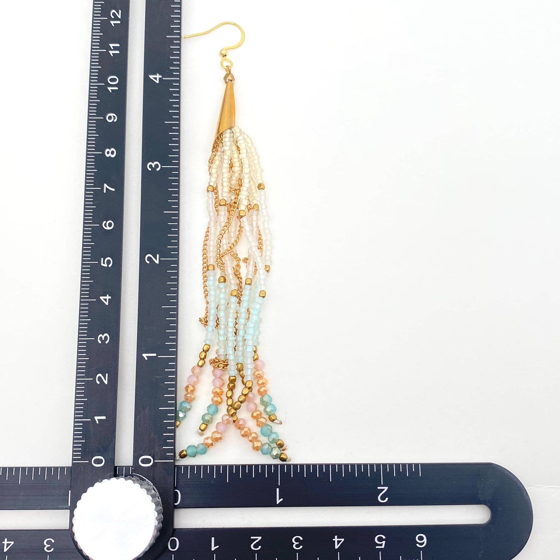 Boho Hand - woven Seed Beads Tassels Earrings - BJ/SB - Spiral Circle