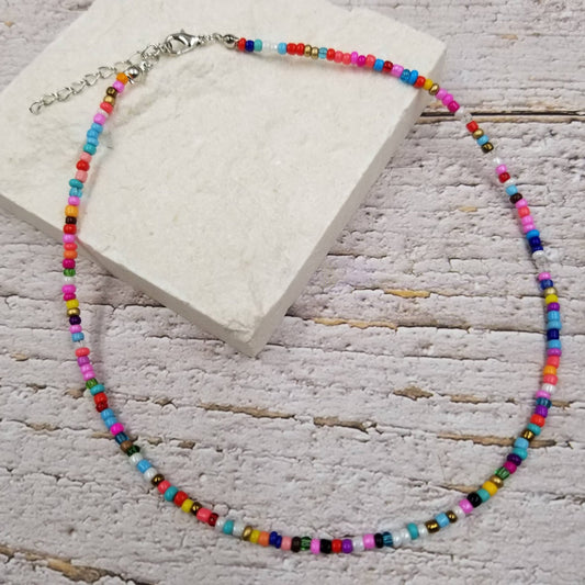 Boho Layered Colorful Seed Beads Necklace - Spiral Circle