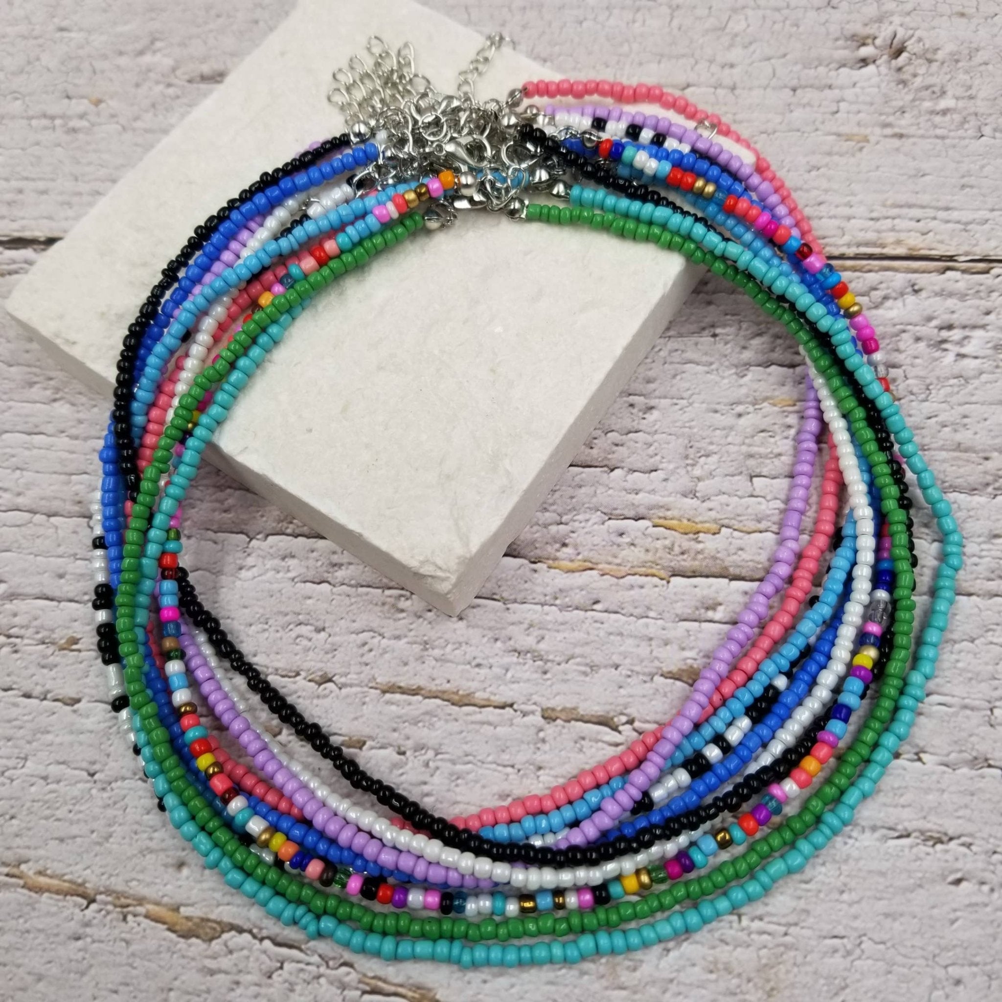 Boho Layered Colorful Seed Beads Necklace - Spiral Circle