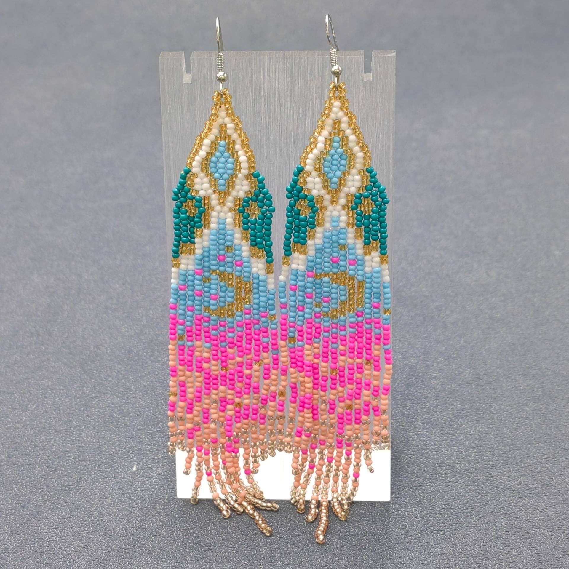 Boho Starry Sky Seed Beads Fringe Earrings - BJ/SB/MS - Spiral Circle