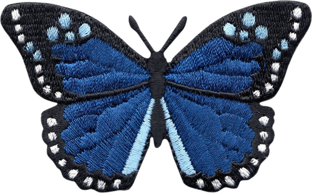 Bold Blue Monarch | Iron - on Patch - Spiral Circle