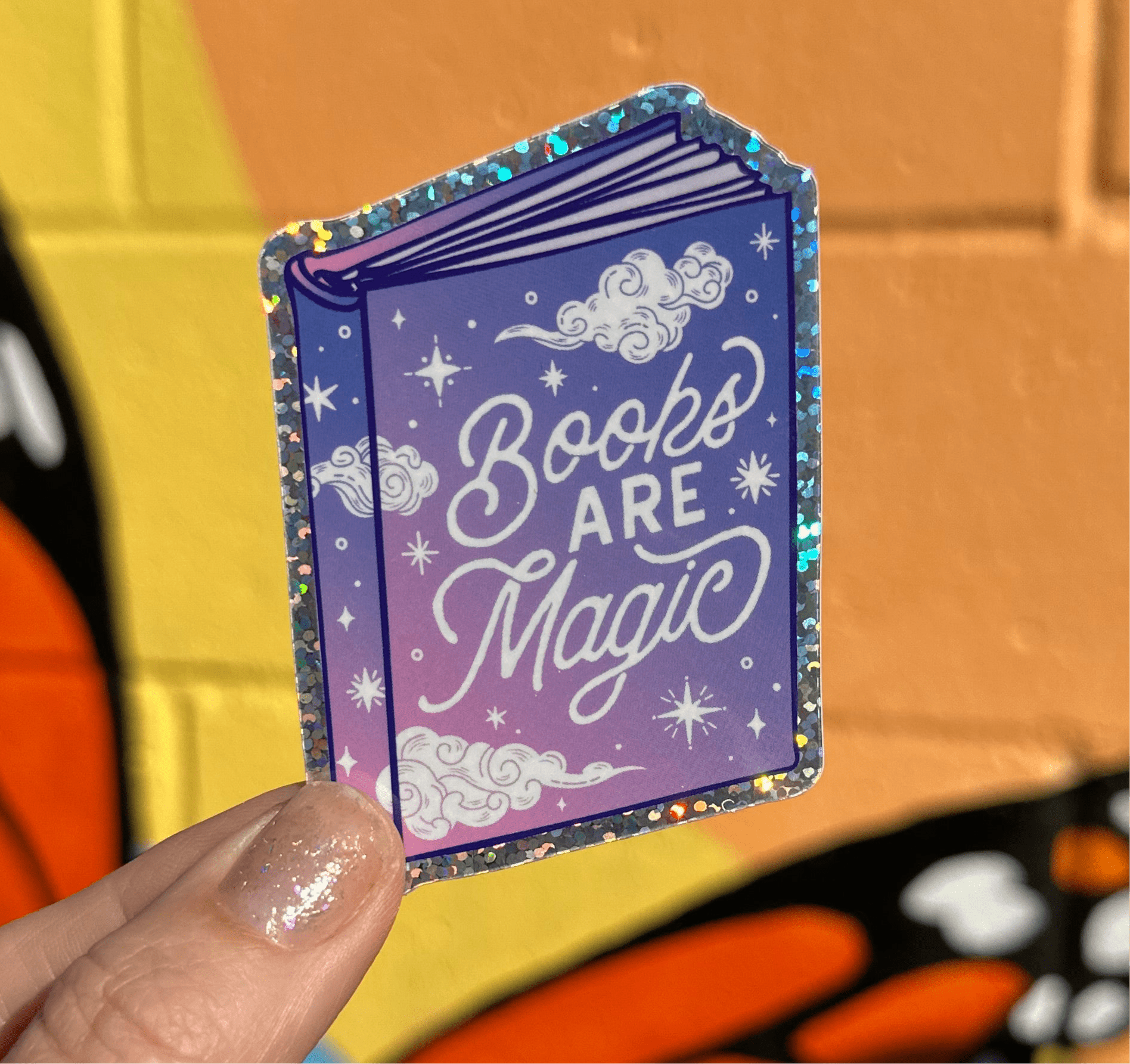 Books Are Magic Pixie Glitter Sticker - Spiral Circle
