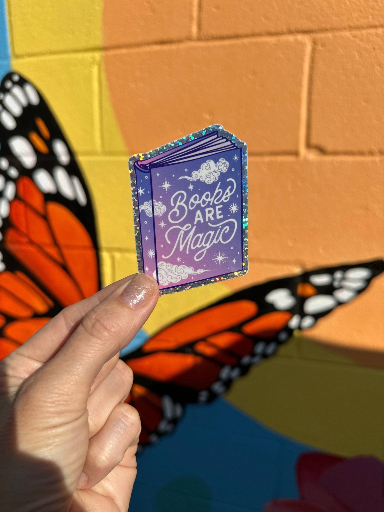 Books Are Magic Pixie Glitter Sticker - Spiral Circle
