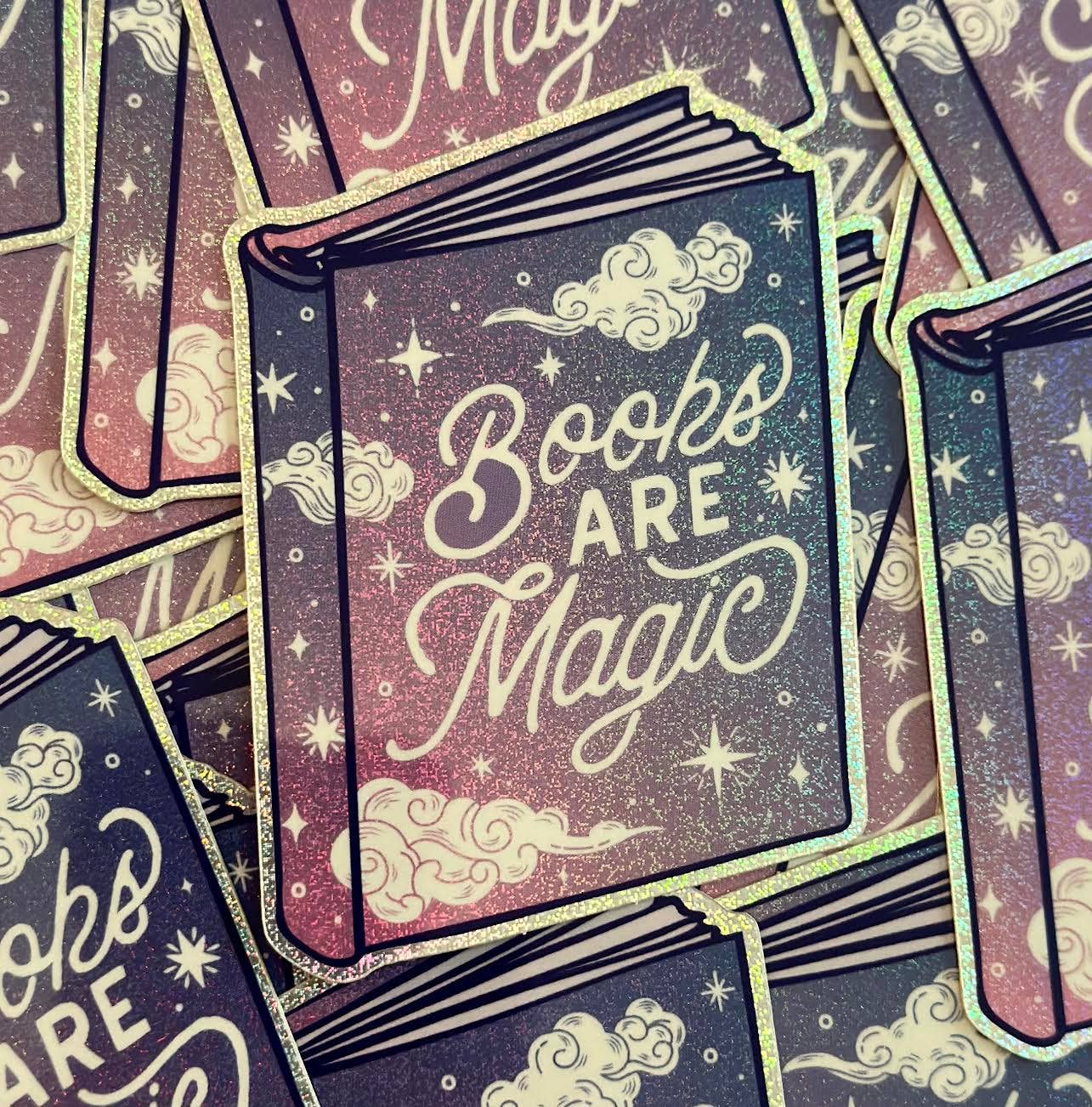 Books Are Magic Pixie Glitter Sticker - Spiral Circle