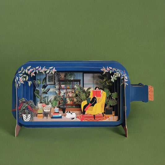 Bookworm | Message in a Bottle Pop Up Card - Spiral Circle