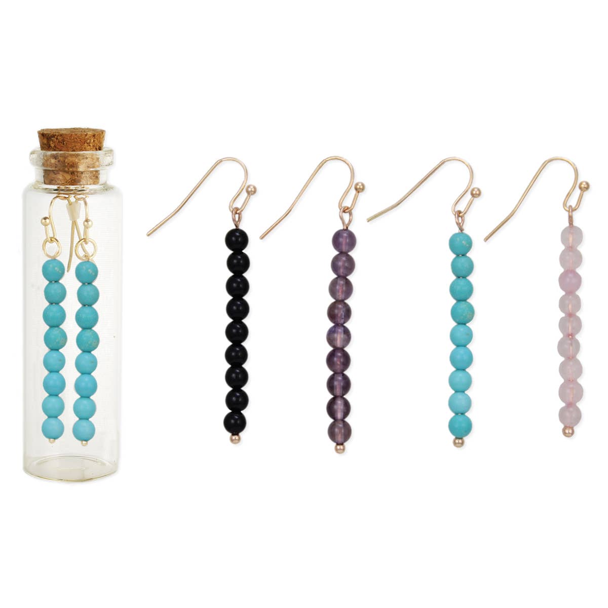 Bottled Treasures Classic Stone Bead Earrings - Spiral Circle