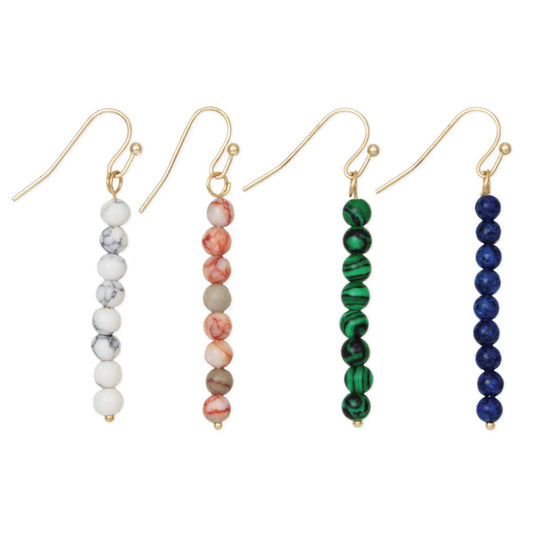 Bottled Treasures Stone Bead Drop Earrings - Spiral Circle