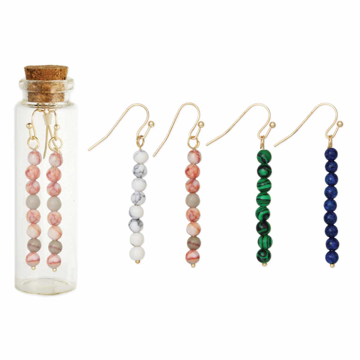 Bottled Treasures Stone Bead Drop Earrings - Spiral Circle