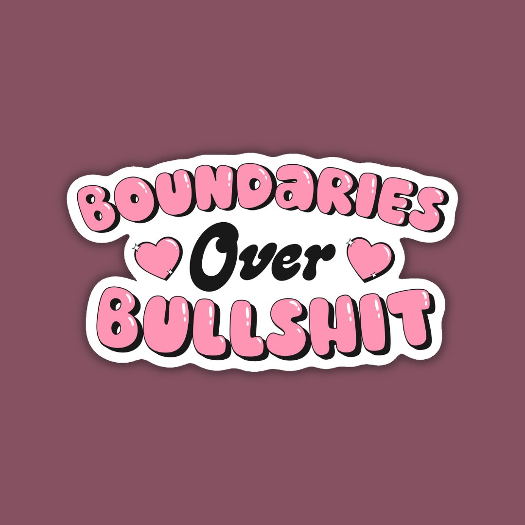 Boundaries Over Bullshit Vinyl Sticker - Spiral Circle