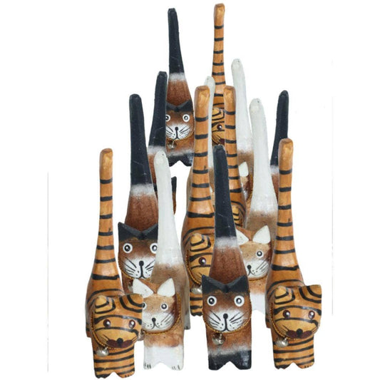 Box of 60 Cats Albesia Wood Assorted Browns - Spiral Circle