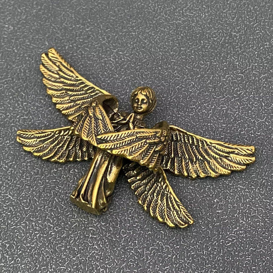 Brass Angel Statue Crafts Desktop Ornaments Decoration - Spiral Circle