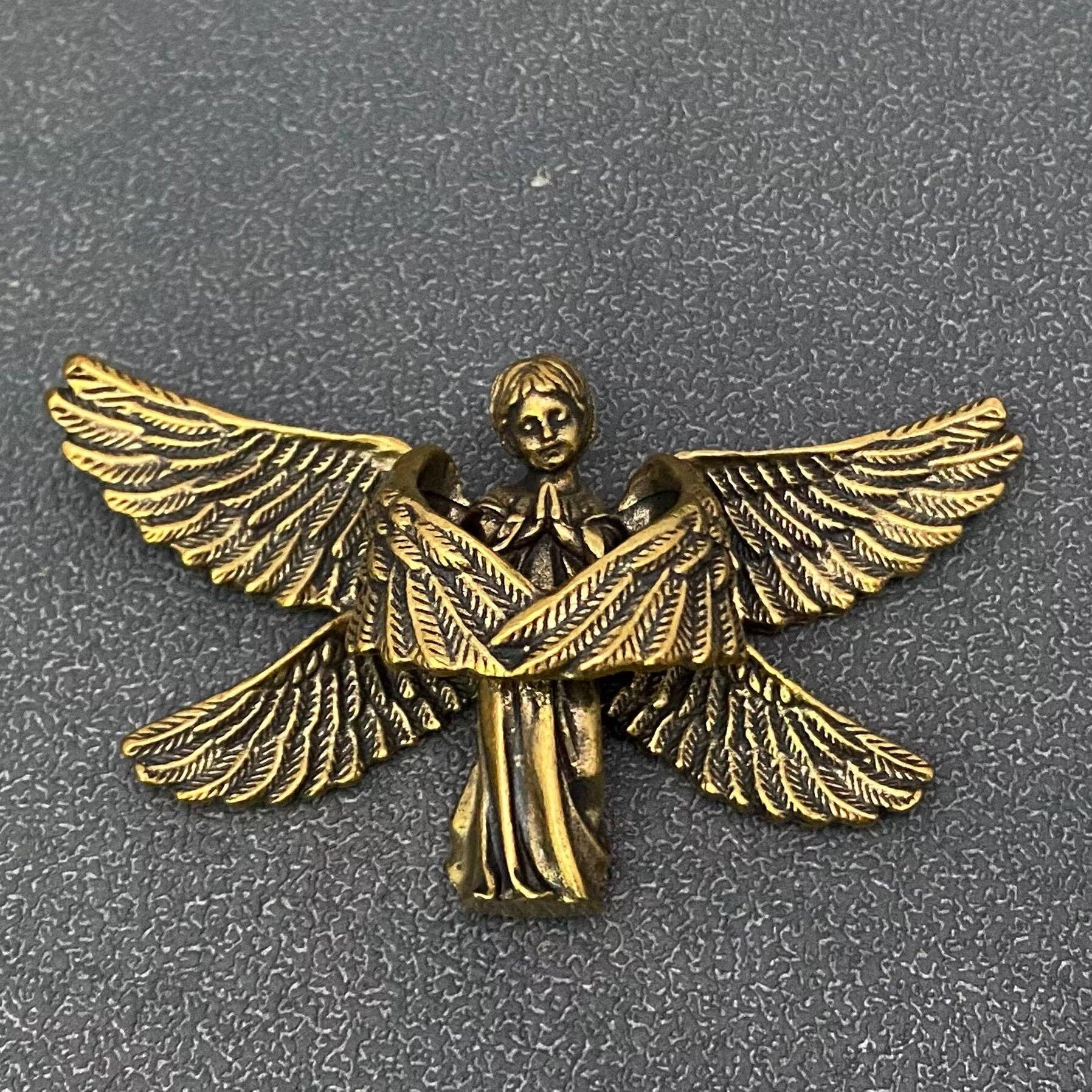 Brass Angel Statue Crafts Desktop Ornaments Decoration - Spiral Circle