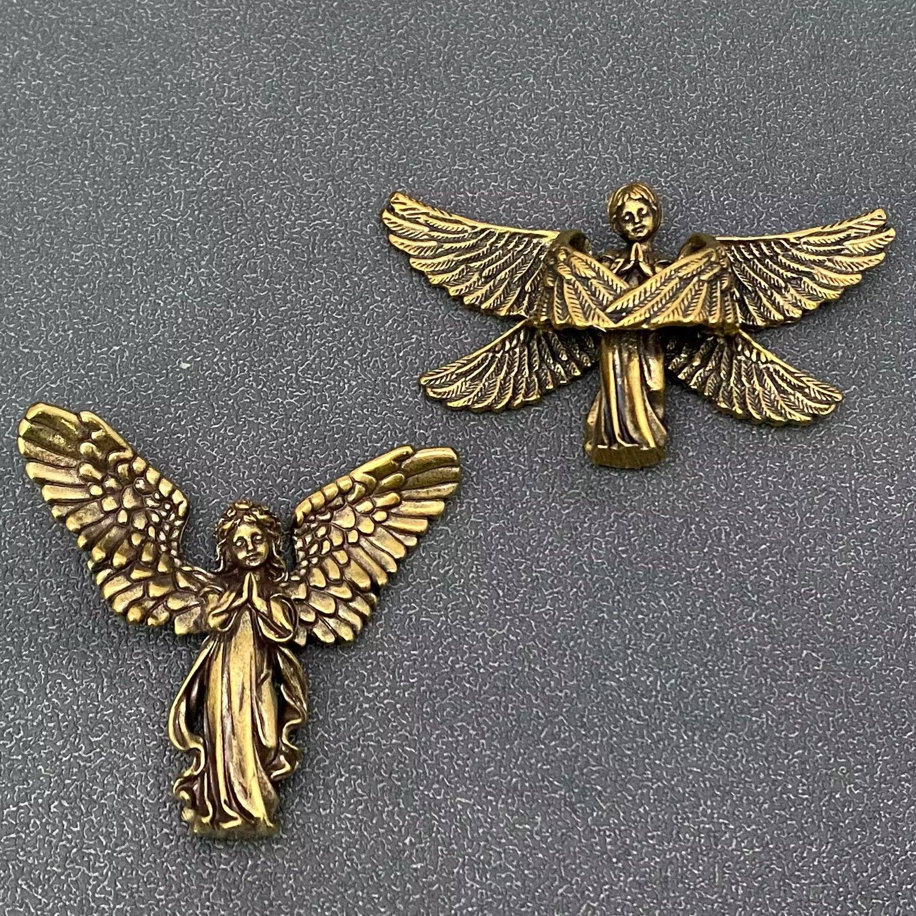 Brass Angel Statue Crafts Desktop Ornaments Decoration - Spiral Circle